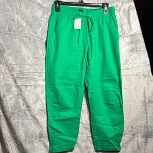J.Crew pants women’s NWT 4 green cotton linen blend lightweight capri pull on